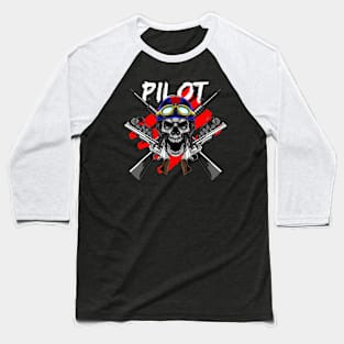 Skull Pilot 02 Baseball T-Shirt